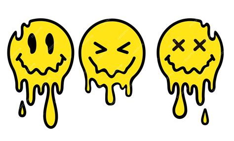Premium Vector | Funny melt smile faces set collection melted smile ...