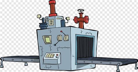 a machine that is sitting on top of a conveyor belt cartoon, hd png