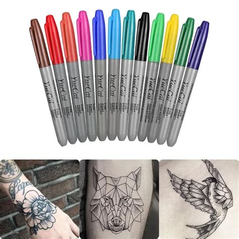 12pcs Portable Tattoo Transfer Pen Professional Tattoo Transfer Skin ...