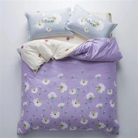 TUTUBIRD Purple daisy floral bedding set duvet cover 100% cotton floral boho bedlinen bedclothes ...