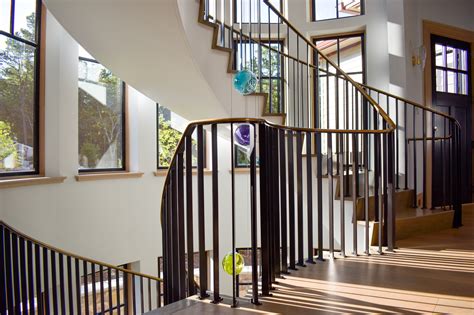 Modern Curved Stair Railing - Compass Iron Works