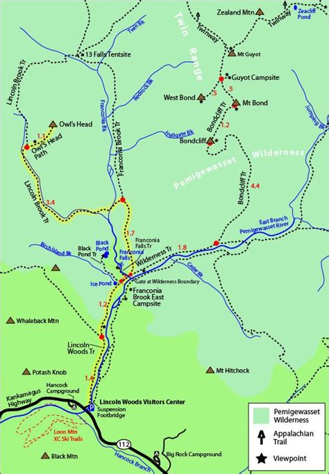 map owls head nh new hampshire owl's head slide lincoln woods visitors ...