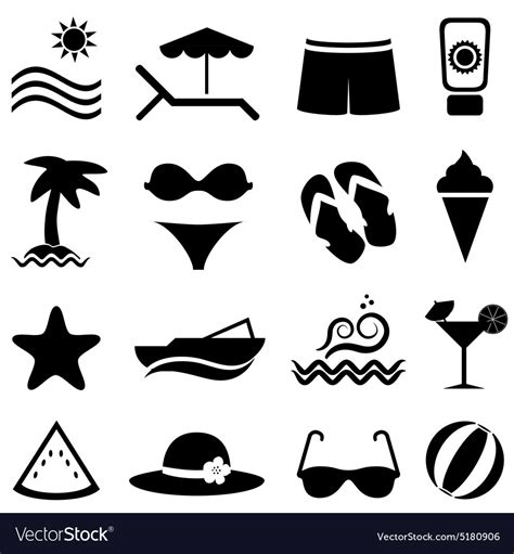 Beach Travel and Tropical Vacation Icons Vector Image