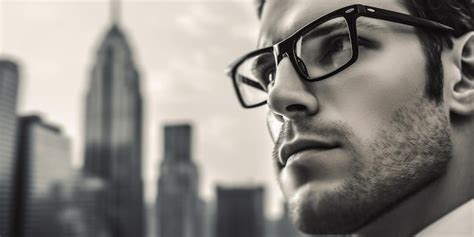 Premium AI Image | a man wearing glasses looking at the camera with the ...