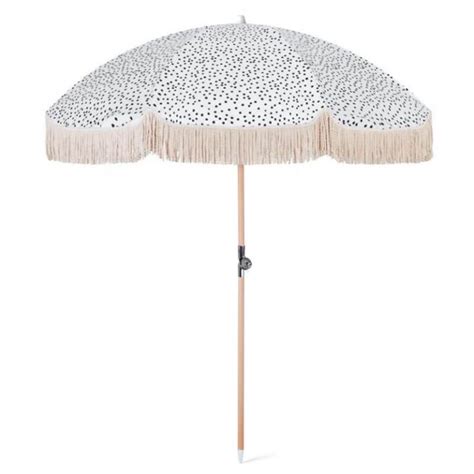 Best Premium Fringed Beach Umbrellas Supplier丨Vintage print, nature fringes, 100% UV protection