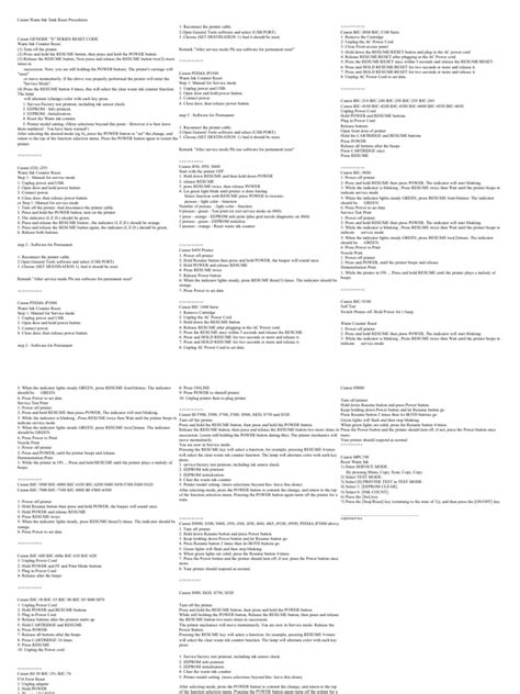 Canon Waste Ink Tank Reset Procedures | PDF | Printer (Computing) | Usb