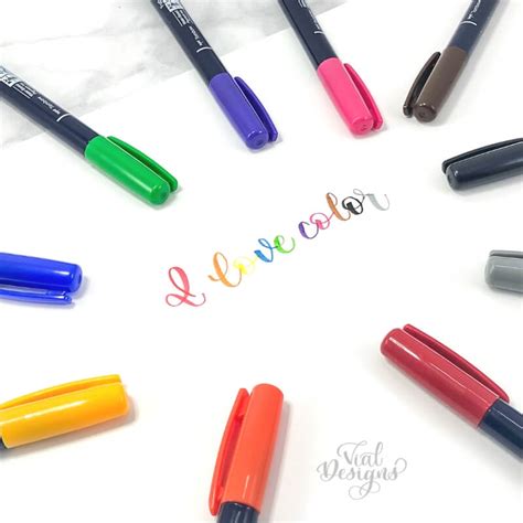 Tombow Fudenosuke Colors, Pen Review & Free Worksheet | Vial Designs