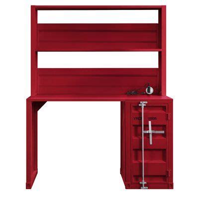 17 Stories Owensby Desk with Hutch Color: Red | Desk hutch, Metal bunk beds, Metal desks