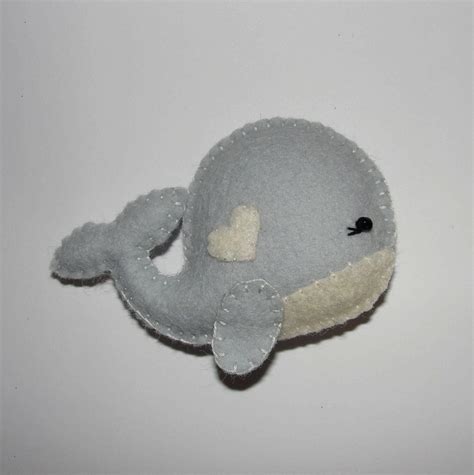 Wool Felt Whale Ornament, Whale Ornament, Light Gray Whale, Baby Shower Gifts, Birthday Gift ...