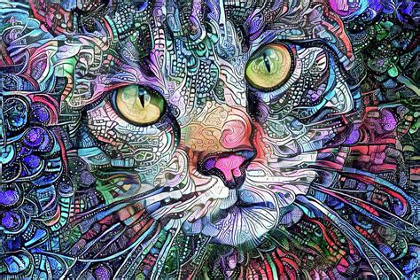 Psychedelic Kitty Cat Digital Art by Peggy Collins - Pixels