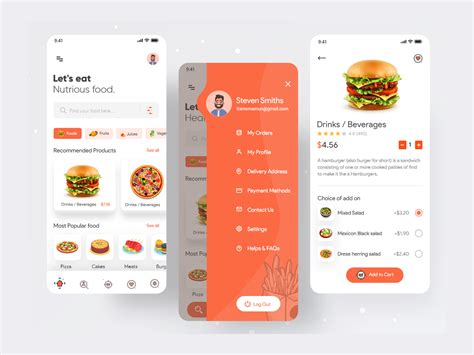 Food Delivery - Home and menu screen | Mobile app design inspiration ...