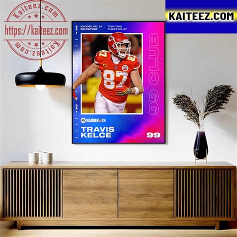 Travis Kelce Is Back In The 99 Club At Madden NFL 24 Art Decor Poster ...