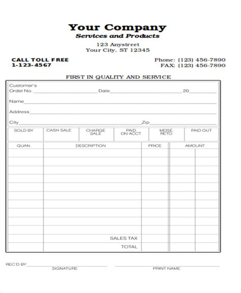 FREE 7+ Cash Sale Receipt Samples in MS Word | PDF