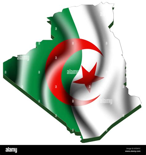 Outline map and flag of Algeria Stock Photo - Alamy