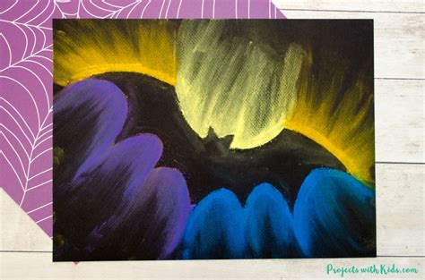 Spooky Bat Chalk Pastel Art Project for Kids - Projects with Kids