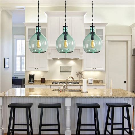 CASAMOTION Pendant Lighting Kitchen Island Hand Bown Glass Ceiling Hanging Light Fixtures ...