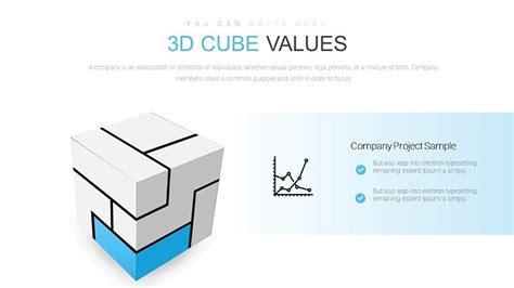 3D Cube Marked Sides PowerPoint Charts Template