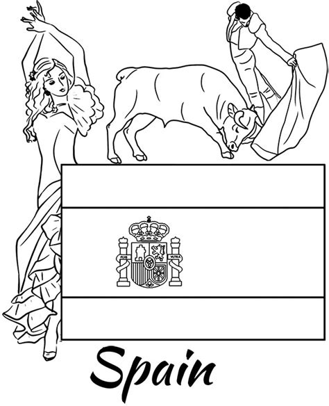 Flag of Spain educational coloring page - Topcoloringpages.net