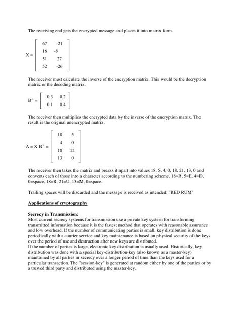 Applications of Matrices