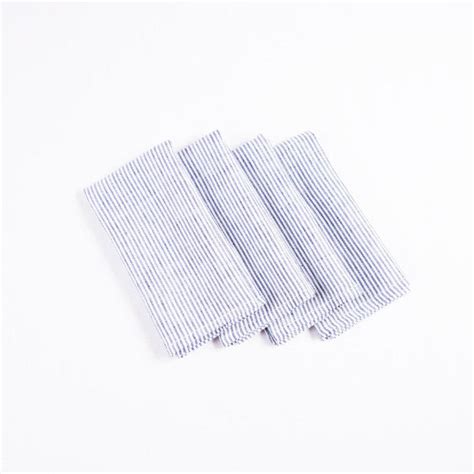 Stripe Linen Napkins, Navy, Set of 4 | Five Elements Home