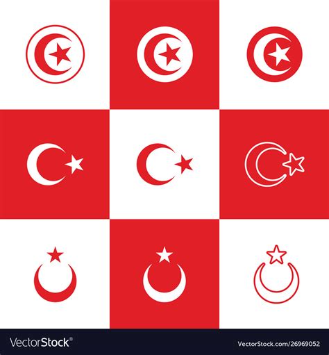 Red crescent moon and star turkey Royalty Free Vector Image