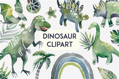 Watercolor Dinosaur clipart Dino Png Baby animals Nursery