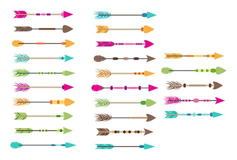 25 Colorful Arrows Clipart, Tribal Arrow Clipart, Boho Arrows Clipart, Arrow Graphics By Digital ...