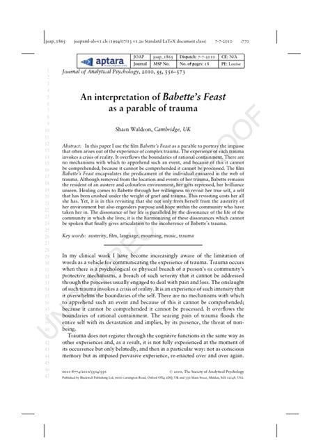 An Interpretation of Babette's Feast As A Parable of Trauma | PDF