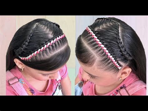 Peinado con trenza cintillo y cinta / peinado para niña - YouTube