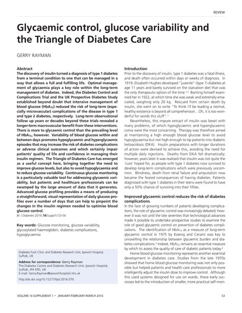 (PDF) Glycaemic control, glucose variability and the Triangle of ...