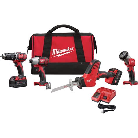 FREE SHIPPING — Milwaukee M18 Li-Ion Cordless Power Tool Set — 4-Tool Set, With 2 Batteries ...