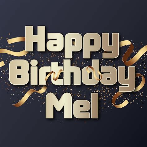 Premium Photo | Happy birthday mel gold confetti cute balloon card photo text effect