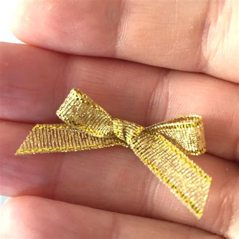 20 Gold Bows Gold Ribbon Bows Gold Lurex Bows 7mm Bows - Etsy