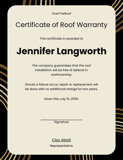 Roofing Warranty Certificate in Pages, Illustrator, PSD, Word ...