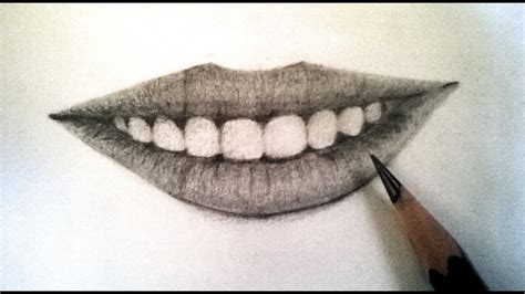 How To Draw Realistic Lips Using Pencil : Teeth And Lips With Pencil - YouTube