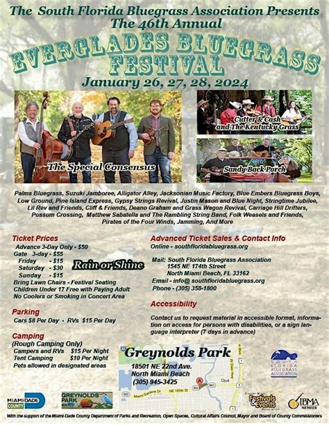 Everglades Bluegrass Festival 2024 Greynolds Park All Weekend ...