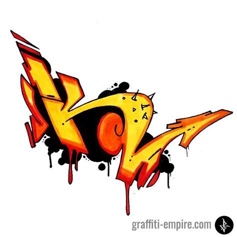 Graffiti Letter K [images] - in different styles | Graffiti Empire Graffiti Text, Wie Zeichnet ...