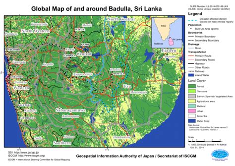 Global Map of and around Badulla, Sri Lanka - 31 October 2014 (Land ...