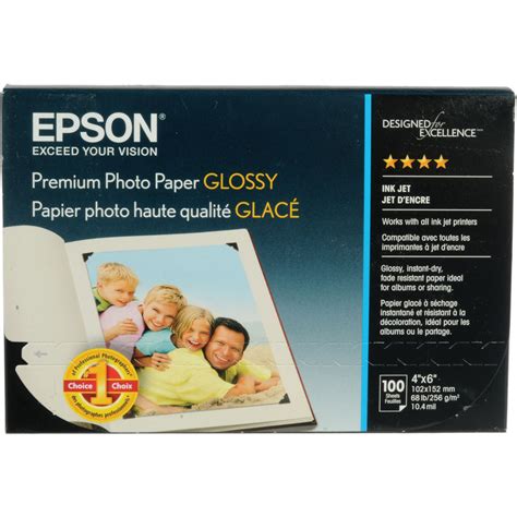 Epson Premium Photo Paper Glossy (4 x 6", 100 Sheets) S041727