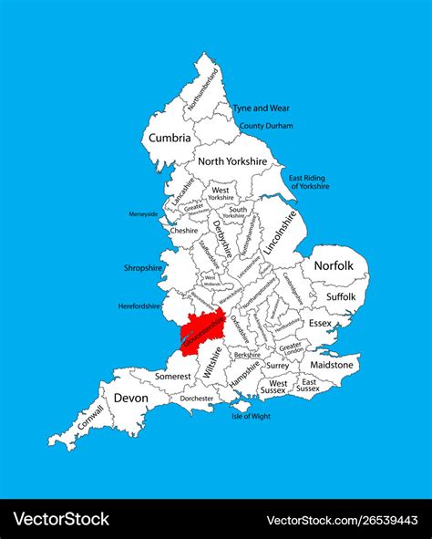 Map gloucestershire in south west england uk Vector Image