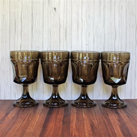 Vintage Anchor Hocking FAIRFIELD Brown Water Goblet or On The Rocks ...