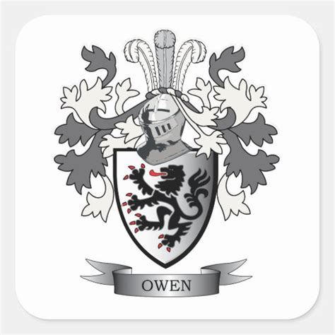 Owen Family Crest Coat of Arms Square Sticker | Zazzle.com