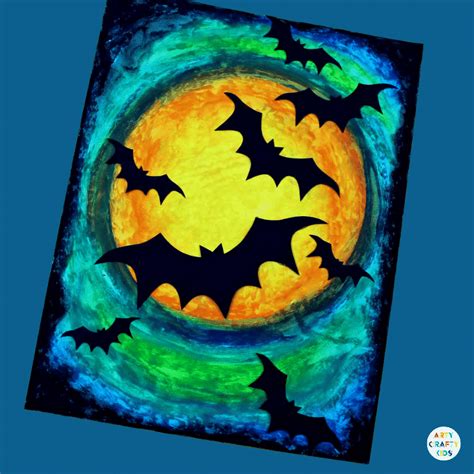 Oil Pastel Bat Silhouette Art - Arty Crafty Kids