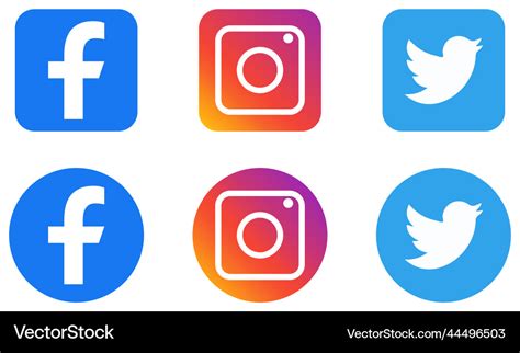 Facebook instagram and twitter icons social Vector Image