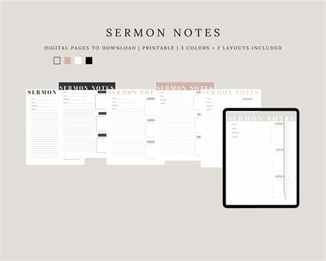 Sermon Notes, Notes, Sermon Summary Notes, Digital Sermon Notes ...