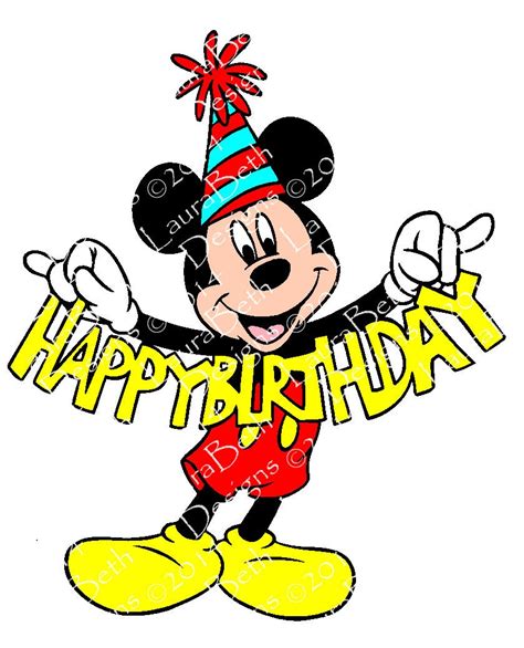 Mickey Mouse Happy Birthday Digital Design Embroidery