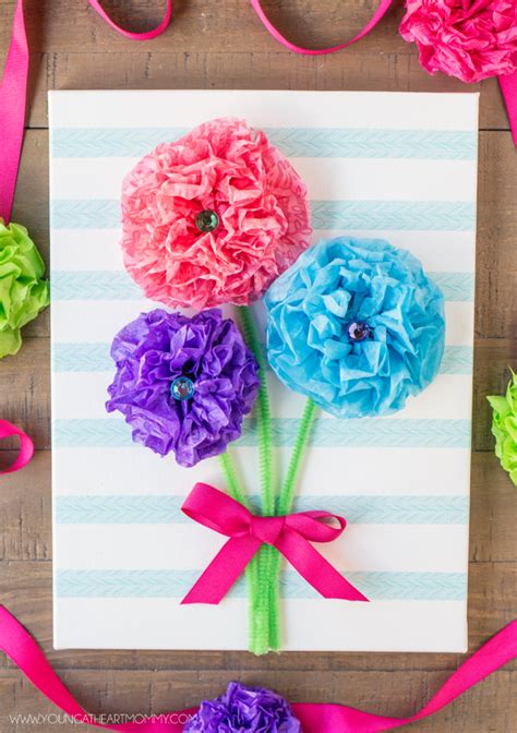 Tissue Paper Flower Bouquet Canvas | Paper flower bouquet, Flower crafts, Paper flowers