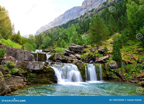 Waterfall in Ordesa and Monte Perdido National Park.Pyrenees Mountain.Spain. Stock Image - Image ...