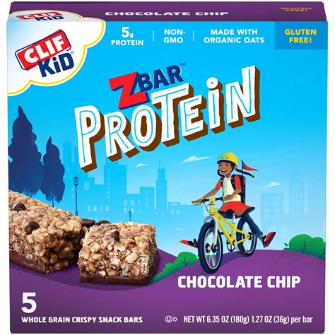 Clif Kid® ZBar™ Protein Chocolate Chip Whole Grain Crispy Snack Bars 5 ...