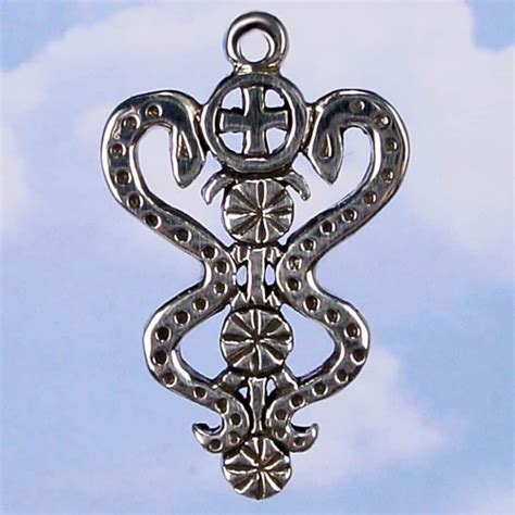 DAMBALLAH Voodoo Vodou Loa Lwa Veve Charm Pendant in Solid Cast 925 Sterling SILVER With ...